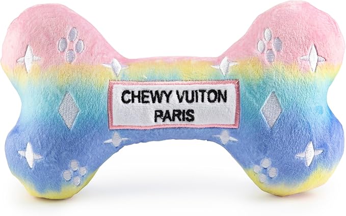 Haute Diggity Dog Chewy Vuiton Bone Plush Squeaky Dog Toy, Soft Durable Designer-Inspired Stuffed Puppy Chew Toys for Small, Medium & Large Dogs, Machine-Washable (Pink Ombre) XL