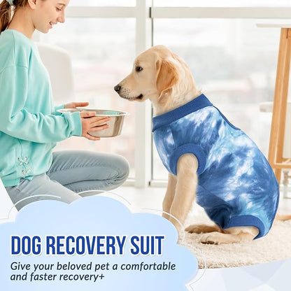 SlowTon Dog Recovery Suit - Surgery Recovery Suit for Female Male Dogs, Dog Onesie After Spay Abdominal Wounds, E-Collar Cone Alternative Prevent Licking Pet Surgical Suit(Blue,XXL)