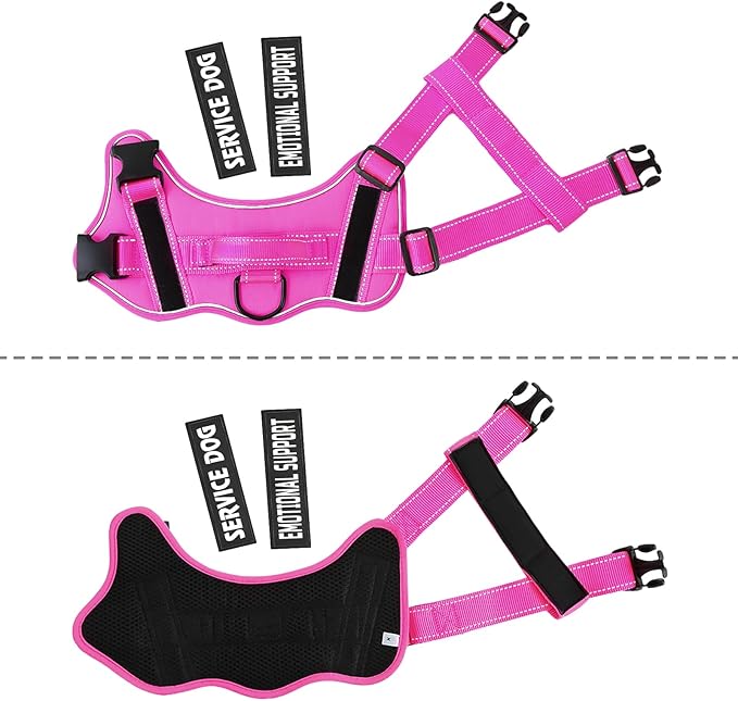 voopet Service Dog Harness, Emotional Support Pet Vest Harness, Reflective Breathable and Adjustable No-Pull ESA Dog Harness for Small Medium Large Dogs (with 4 PCS Removeable Tags)