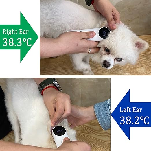 Dog Ear Temperature Monitor, Long Probe for Pets Ear Canal Only, Measure Dog Temperature in 1 Second, Voice On/Off Switchable, C/F Switchable (White)