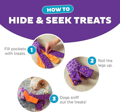 Outward Hound by Nina Ottosson Silly Legz Interactive Plush Dog Puzzle Dog Enrichment Toys, Plush, Floppy, Long, Giraffe, Purple