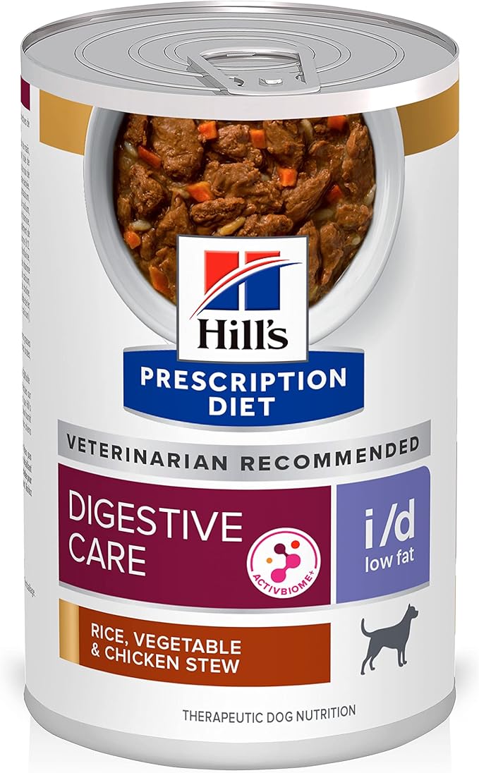 Hill's Prescription Diet i/d Low Fat Digestive Care Wet Dog Food, Rice, Vegetable, & Chicken Stew, 12.5 oz. Cans, 12-Pack