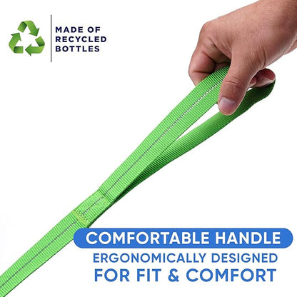 Pawtitas Green Dog Leash 6 ft M/L Reflective Durable Lightweight Recycled Lead for Medium or Large Dogs and Puppies