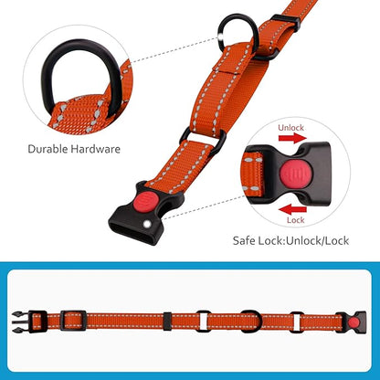 Martingale Dog Collar and Leash Set Martingale Collars for Dogs Reflective Martingale Collar for Small Medium Large Dogs(Orange&M)