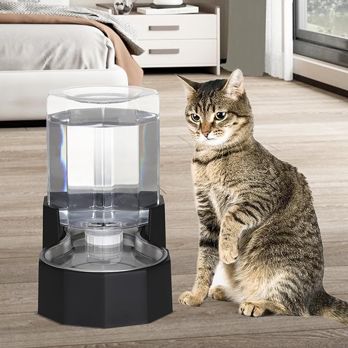 Sfozstra Large Dog Water Dispenser: 5L Automatic Gravity Water Feeder - Dishwasher-Safe Stainless Steel Bowl - Easy Clean - No Power Needed - for Cats & Small Dogs - Kitchen Corner/Crate Area