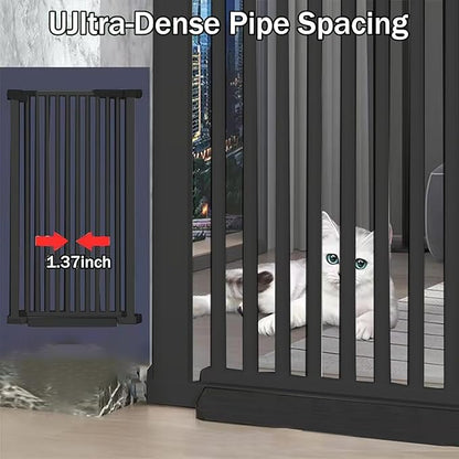 SHYUJAJIE 51.18 Inch Extra Tall Pet Gate, 29.5-43" Adjustable Wide Auto Close Dog Gates, Pressure Mounted Walk Through Tall Cat Gate for Doorways,Hallway,Stairs（Black）