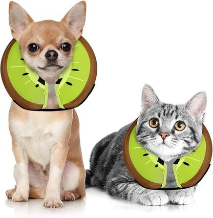 MIDOG Soft Inflatable Dog Cone,Donut E-Collar Alternative for After Surgery, Prevents Licking, Allowing Normal Eating & Vision,Comfortable Recovery Collar for Small Medium Large Dogs&Cats,Kiwifruit-XS