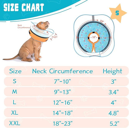 Elevated Inflatable Dog Cone Collar Alternative After Surgery, Dog Donut Collar, Soft Pet Cone to Stop Licking for Small Medium Large Dogs
