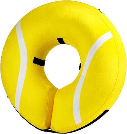 BENCMATE Inflatable Dog Cone Collar Alternative, Soft Dog Cone for Small Medium Large Dogs and Cats, Neck Recovery ECollar Donut Collar After Surgery (Large, Tennis)