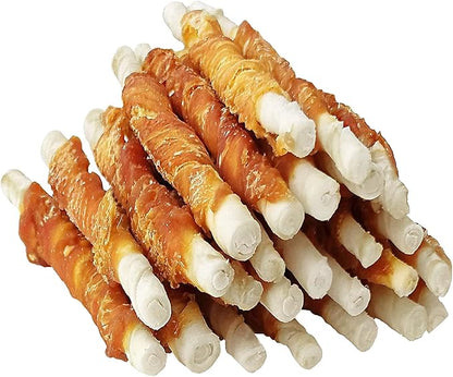 MON2SUN 5 Inch Chicken Wrapped Rawhide Sticks, 25 Count Long Lasting Chew Treats for Puppy & Small Dogs, High Protein, No Artificial Colors, 8.82 oz