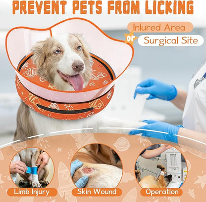 Elevated Inflatable Dog Cone Collar to Stop Licking, Dog Donut Collar After Surgery, Soft Pet Cone Alternative for Small Medium Large Dogs
