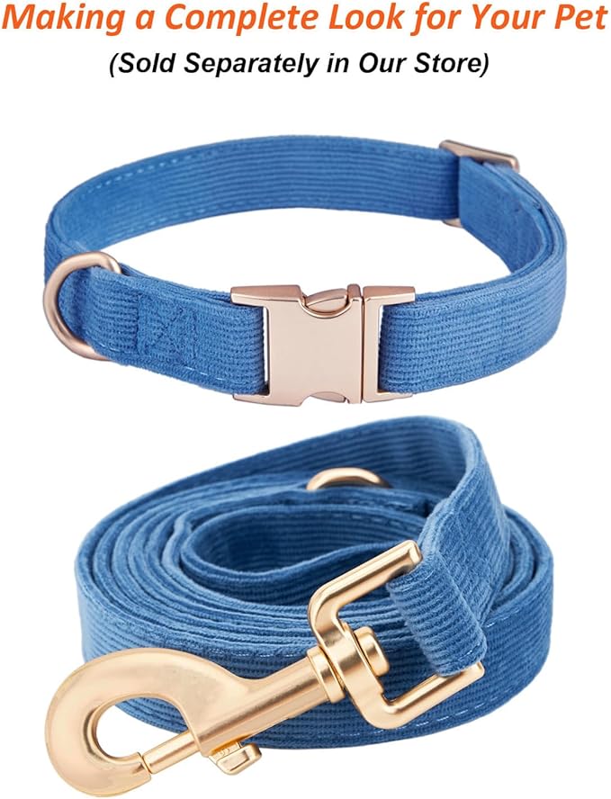Soft Cotton Dog Leash, 5 Ft Heavy Duty Corduroy Dog Leashes with Gold Metal Hook for Small Medium Large Dogs,Small,Dark Blue