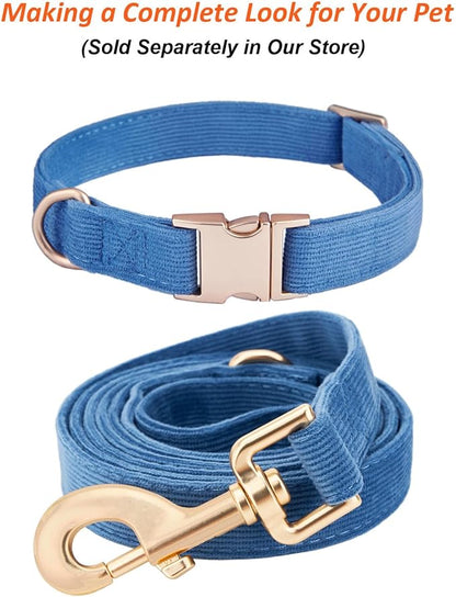 Soft Cotton Dog Leash, 5 Ft Heavy Duty Corduroy Dog Leashes with Gold Metal Hook for Small Medium Large Dogs,Medium,Dark Blue