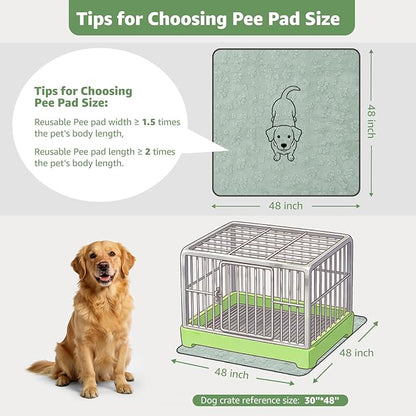 LOOBANI Washable Pee Pads for Dogs: 2 Pack Super Absorbent Reusable Puppy Pads, Leakproof and Waterproof Dog Training Pads Whelping Pads for Potty, Floor, Crate, Couch, Bed and Travel, 48"x48"