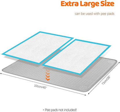 Pee Pads for Dogs, 40" x 28" Extra Large Reusable Dog Silicone Mat for Floor Protector, Washable Non-Slip Dog Training Pads for Potty Training (Light Grey)