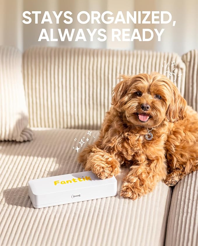 Fanttik F2 Master Pet Dog Nail Grinder Quiet, Safe Electric Rechargeable Pet Nail Trimmer with LED Light, 5-Speed Variable Paws Grooming Tool Kit, DIY Name Tags for Small Medium Dogs & Cats, White