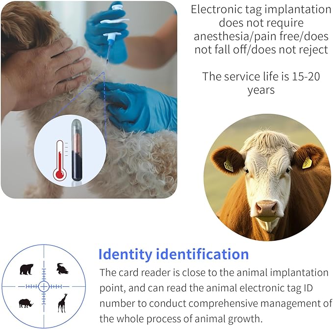 134.2KHz Pet Temperature Monitoring Glass Chip FDX-B Animal Temperature Microchip Syringe for Cat Dog (2.12X12mm)