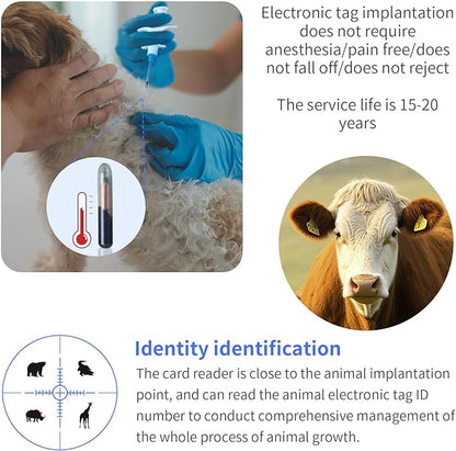 134.2KHz Pet Temperature Monitoring Glass Chip FDX-B Animal Temperature Microchip Syringe for Cat Dog (1.4X8mm)
