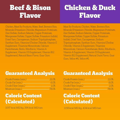 Pedigree High Protein Wet Dog Food, Adult Soft Canned Dog Food Variety Pack, Chicken Duck & Beef Bison Flavor, 13.2 oz. Cans, 12 Count