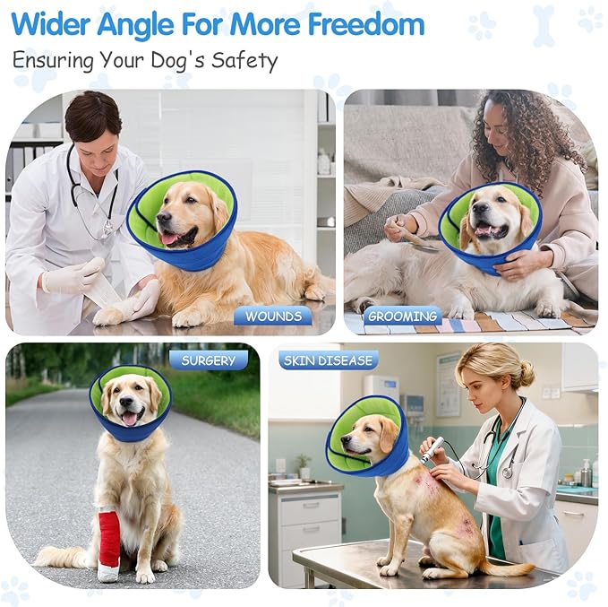 Soft Dog Cone Collar Alternative - Adjustable Comfy Cones for Large/Medium/Small Dogs to Stop Licking After Surgery, Comfortable Fabric Elizabethan Collars, Head Cone of Shame for Neuter Recovery (XL)