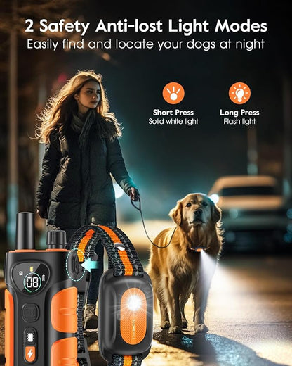 SLOPEHILL Dog Shock Collar,4200FT Dog Training Collar with Remote,IPX8 Waterproof E-Collar with Beep,Vibration,Shock,Flash Light,No Shock Mode,Electric Shock Collar for Small Medium Large Dog,Orange