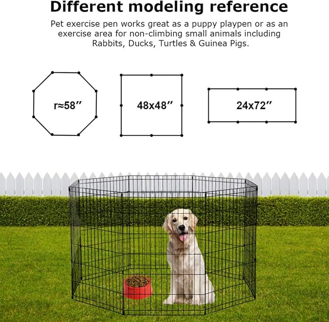 BestPet | Foldable Dog Playpen | 36 Inch, 8 Panels | Metal Pet Exercise Pen | Indoor Outdoor Portable Dog Fence with Door | Removable, Rust-Resistant Secure Pet Kennel | Easy to Assemble