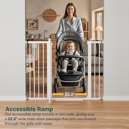 Cumbor 36" Extra Tall Baby Gate for Stairs, 29.7-48" Wide Dog Gates for Doorways, Auto Close Safety Gate for Babies and Pets, Easy Install, Pressure Mounted, Fits Doorways, Stairs, Entryways, White
