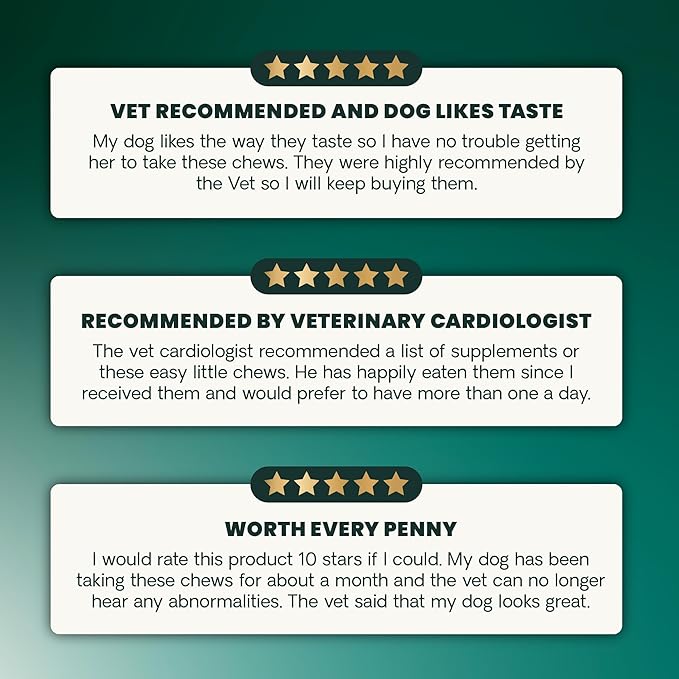 VetriScience Extra Strength Healthy Heart Chews, Vetri Cardio Supplement for Dogs, Cardio Support Supplement with Taurine, Carnitine, CoQ10, and Hawthorn, Chicken, 60 Count