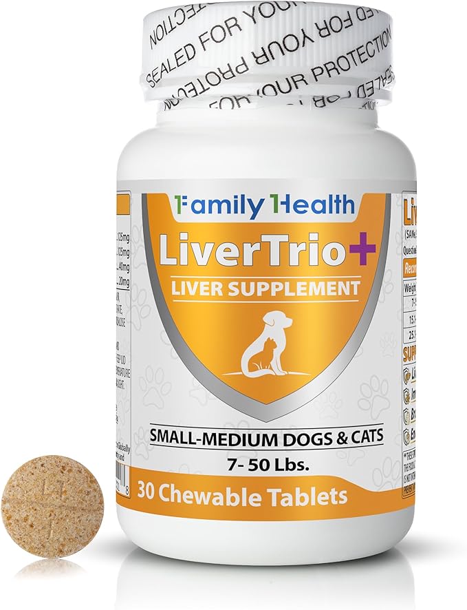 Comprehensive Liver Support Supplement for Smaller Dogs. Flavorful Chewable Tablets Combining Same, SPC, Silybin A+B, + Glutathione 30Ct (Small - Medium)