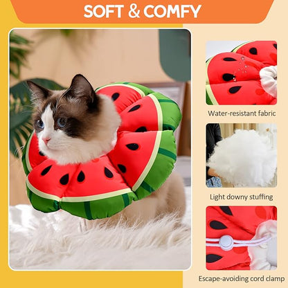 Avont Cat Cone Collar Soft, Adjustable Recovery E Collar Alternative for Cats Kittens Puppies, Elizabethan Neck Cone of Shame to Prevent Licking Biting After Surgery Protect Wounds -Melon(S)