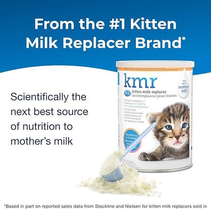 PetAg KMR Kitten Milk Replacer Powder - 12 oz - Powdered Kitten Formula with Prebiotics, Probiotics & Vitamins for Kittens Newborn to Six Weeks Old- Easy to Digest