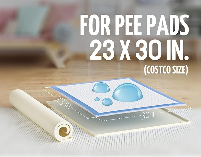 TidyFriend 3 Pk Pee Pad Holder Tray Fits for 30” x 23” Pee Pads with Corner Lock Holes, Raised Edges, Non-Spill, Easy to Clean Silicone Dog Potty Tray Holder for Indoor Floor Protection (Beige)