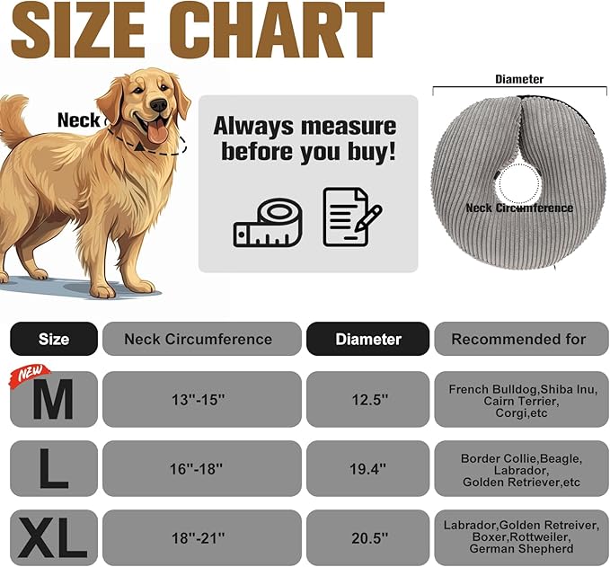 BINGPET Inflatable Dog Cone Collar Alternative After Surgery,Soft Recovery Cone for Dogs to Stop Licking,Dog Blow up Protective Neck Donut ECollars Adjustable for Large Medium Small Pet,Upgrade M Grey