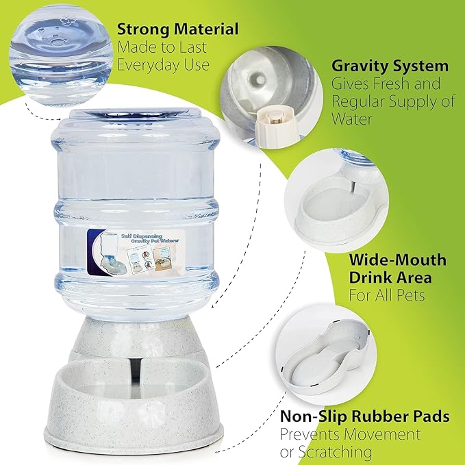 ZONETECH Pet Water Dispenser- Premium Quality Durable Self-Dispensing Gravity 3.7 Liters Capacity Suitable for Medium and Large-Sized Cats and Dogs