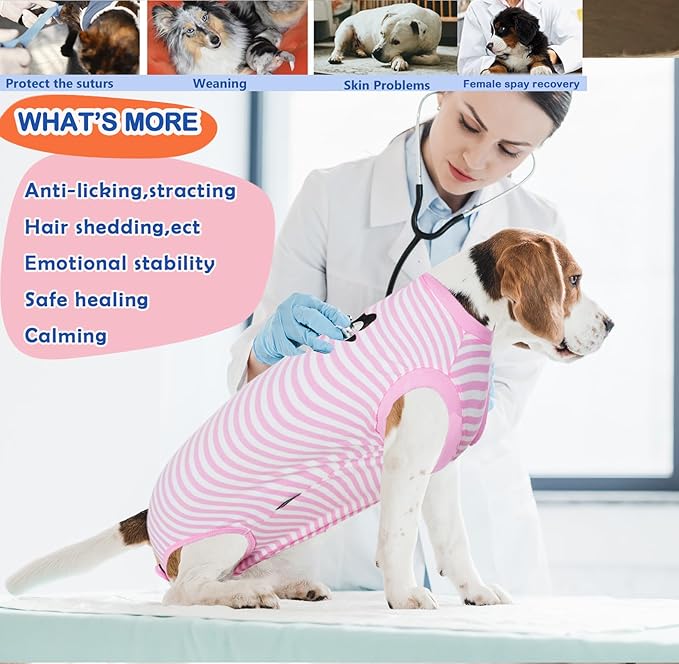 Recovery Suit for Dogs,Dog Cone Alternative Zipper Surgery Suit Female Spay,Soft Dog Surgery Suit for Anti Licking,Breathable Surgical Suit for Dogs Female Spay