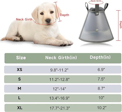 Soft Dog Cone Collar for Large Medium Small Dogs After Surgery, Adjustable Pet Recovery E-Collar, Elizabethan Collar for Dogs and Cats, Grey Large