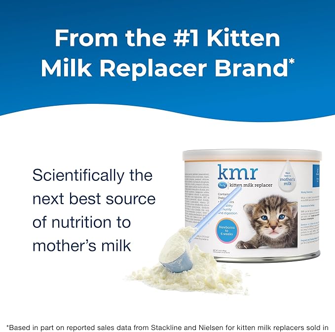 PetAg KMR Kitten Milk Replacer Powder - 6 oz, Pack of 2 - Powdered Kitten Formula with Prebiotics, Probiotics & Vitamins for Kittens Newborn to Six Weeks Old - Easy to Digest