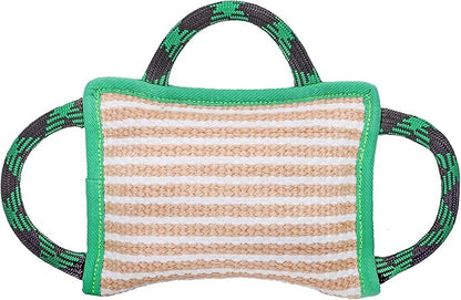 ToLanbbt Dog Toy, Tug of War Jute Bite Pillow (11' x 7.8'), Training Equipment for Medium to Large Dogs, Green