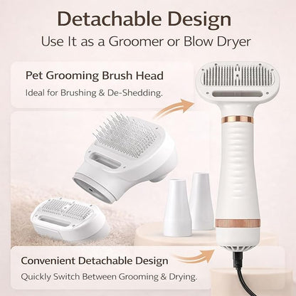 All-in-One Steam Pet Grooming Brush for Dogs & Cats, Soft Brushing with Drying & Deshedding, Calm Home Grooming Tool for Daily Use