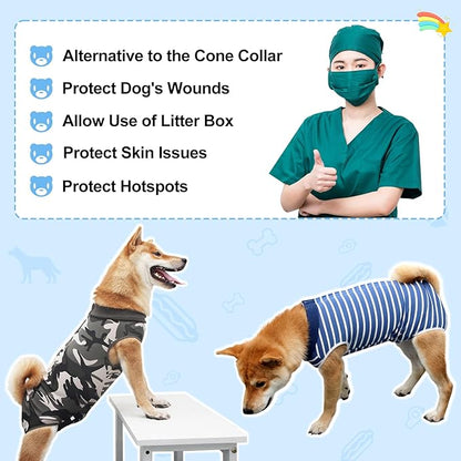 Coppthinktu Dog Recovery Suit for Abdominal Wounds, Breathable Dog Surgery Recovery Suit for Dogs, E-Collar Alternative After Surgery Wear Suit for Small/Medium Dogs