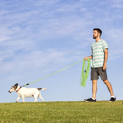 Long Dog Leash for Training 50Ft-Reflective Nylon Rope with Swivel Hook-Recall Agility Lead for Large Small Medium Dogs Outside Walking Hiking-Green Diam 1/2"
