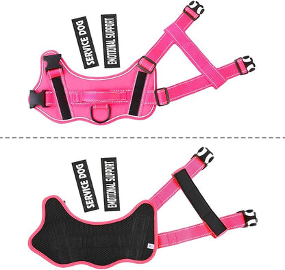 voopet Service Dog Harness, Emotional Support Pet Vest Harness, Reflective Breathable & Adjustable No Pull ESA Harness for Small Medium Large Dogs (with 4 PCS Removeable Tags),X Small (Pack of 1)
