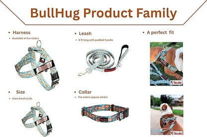 BULLHUG 6 FT Bulldog Leash with Padded Handle. Perfect for Bulldogs, French Bulldogs, Pugs & All Breeds. Leashes for Walking, Training Lead for Bulldogs (Reflective Stitching, Black)