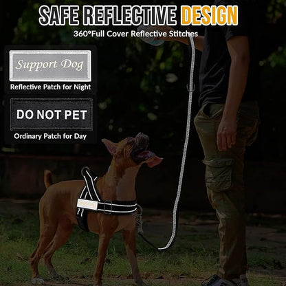 SlowTon No Pull Dog Harness - Heavy Duty Dog Harness and Leash Set for Medium Large Dogs, Reflective Tactical Harness with Soft Padded and Front Clip for Easy Walk and Training （B, M