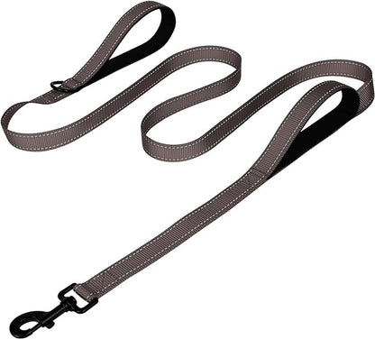 Joytale Dog Leash Heavy Duty for Large Dogs that Pull, Double Handle for Traffic Control, Double-Sided Reflective Leashes for Large Medium Dogs Night Safety, 4FT, Brown