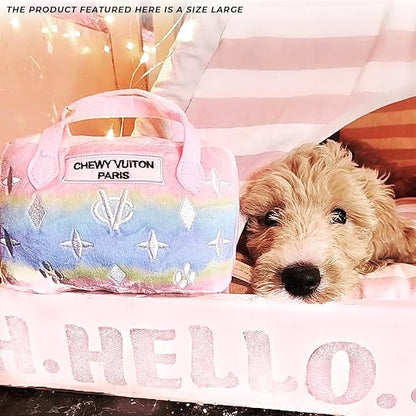 Haute Diggity Dog Chewy Vuiton Handbag Plush Squeaky Dog Toy, Soft Durable Designer-Inspired Stuffed Puppy Chew Toys for Small & Medium Dogs, Machine-Washable (Pink Ombre) Large