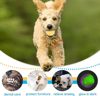 LECHONG Glow Dog Ball, 2.5” Squeaky Dog Toy Ball, Dog Rubber Ball Toys for Small and Medium Dogs, Durable Dog Fetch Toys Puppy Chew Toys Pack of 6