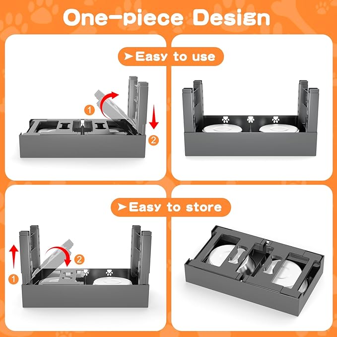 Elevated Dog Bowls with 2 Stainless Steel Bowls, 5-Height Adjustable Stand (3.1", 9" to 12"), for Improved Digestion & Neck Support, Easy Clean, Non-Slip Base Raised Feeder for Medium Large Dogs