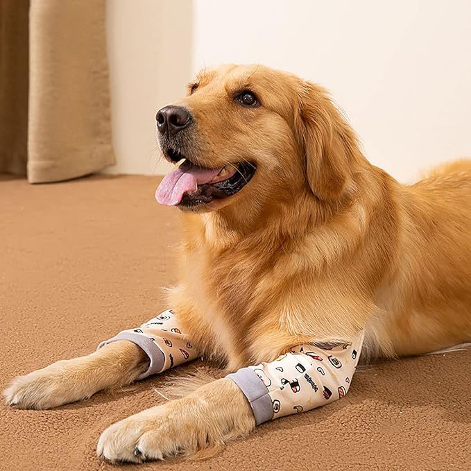 ROZKITCH Dog Surgery Leg Sleeve for Front Legs, Pet Prevent Licking Wound Elbow Knee Protector, Dog Leg Sleeve to Stop Licking Cone Collar Alternative for Sprain ACL CCL Arthritis Cute Dog 2XL