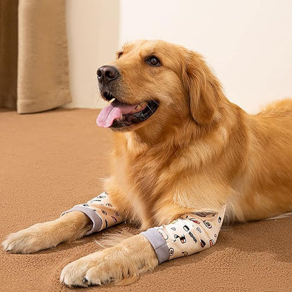 ROZKITCH Dog Surgery Leg Sleeve for Front Legs, Pet Prevent Licking Wound Elbow Knee Protector, Dog Leg Sleeve to Stop Licking Cone Collar Alternative for Sprain ACL CCL Arthritis Cute Dog 2XL